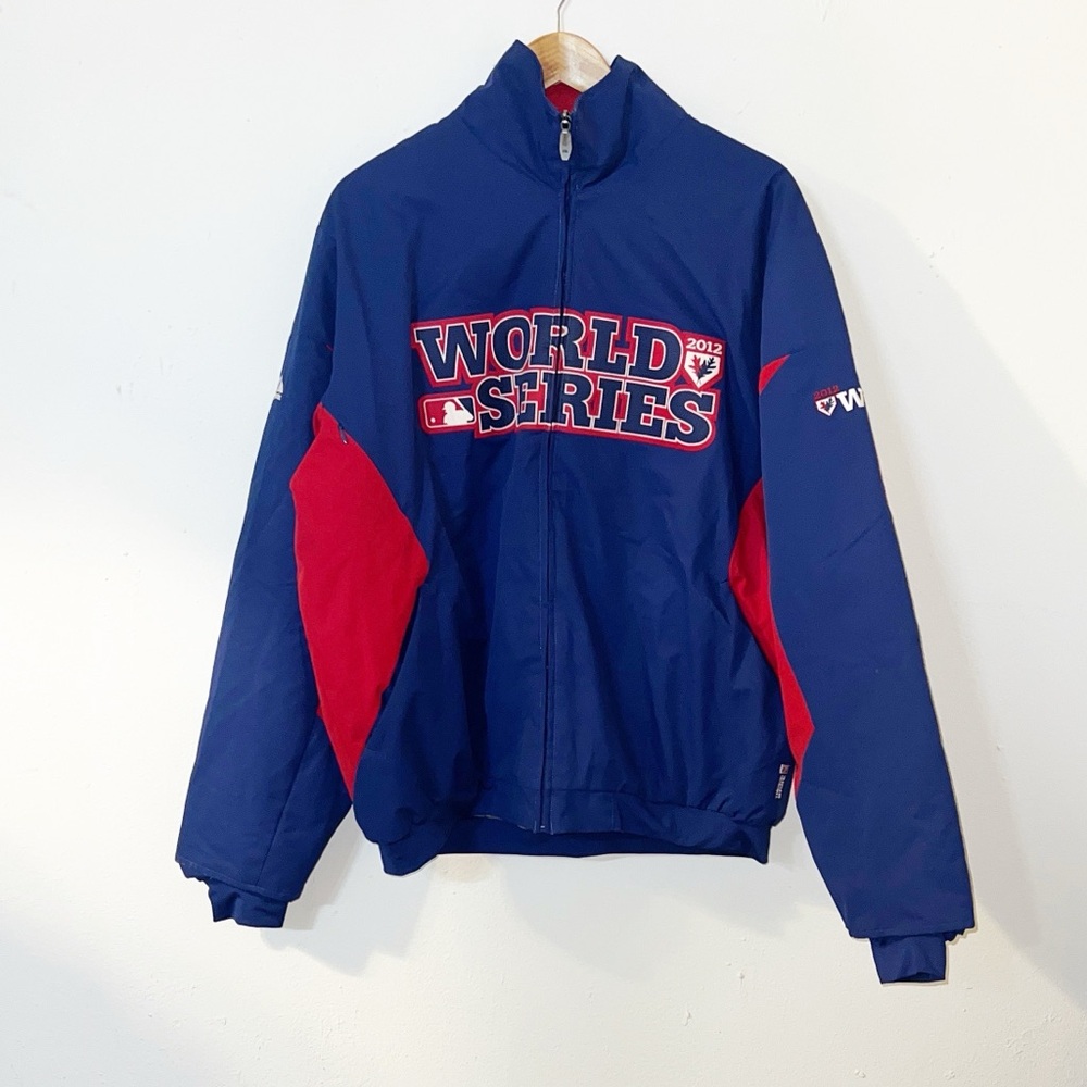 Majestic world series 2012 men’s blue and red Therma base full zip jacket